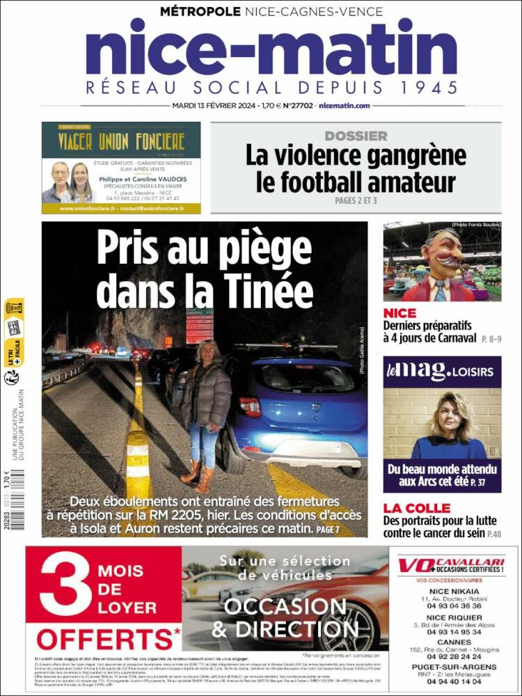 Portada de Nice-Matin (Francia)