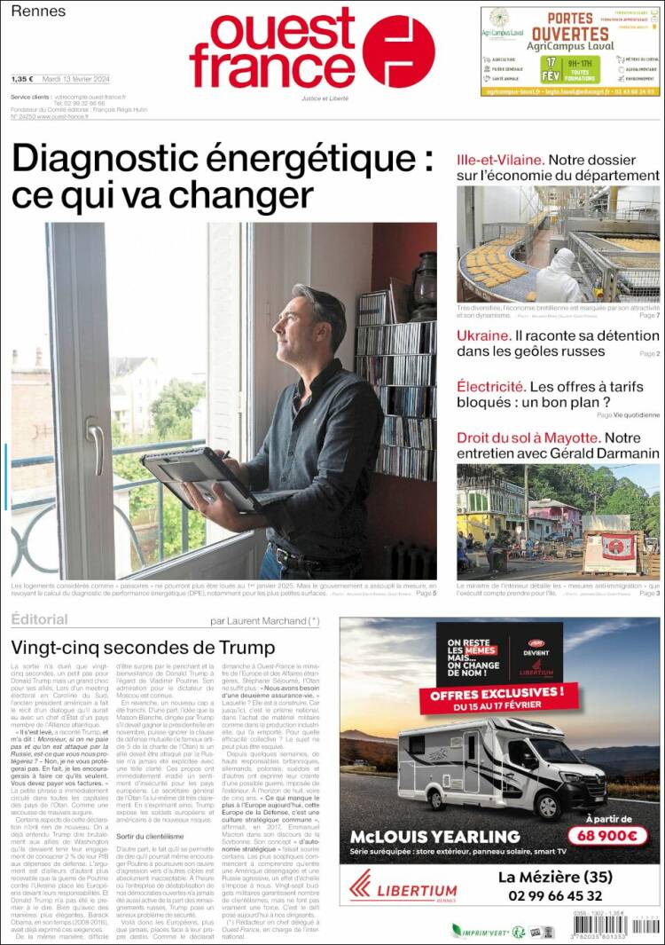 Portada de Ouest France (Francia)