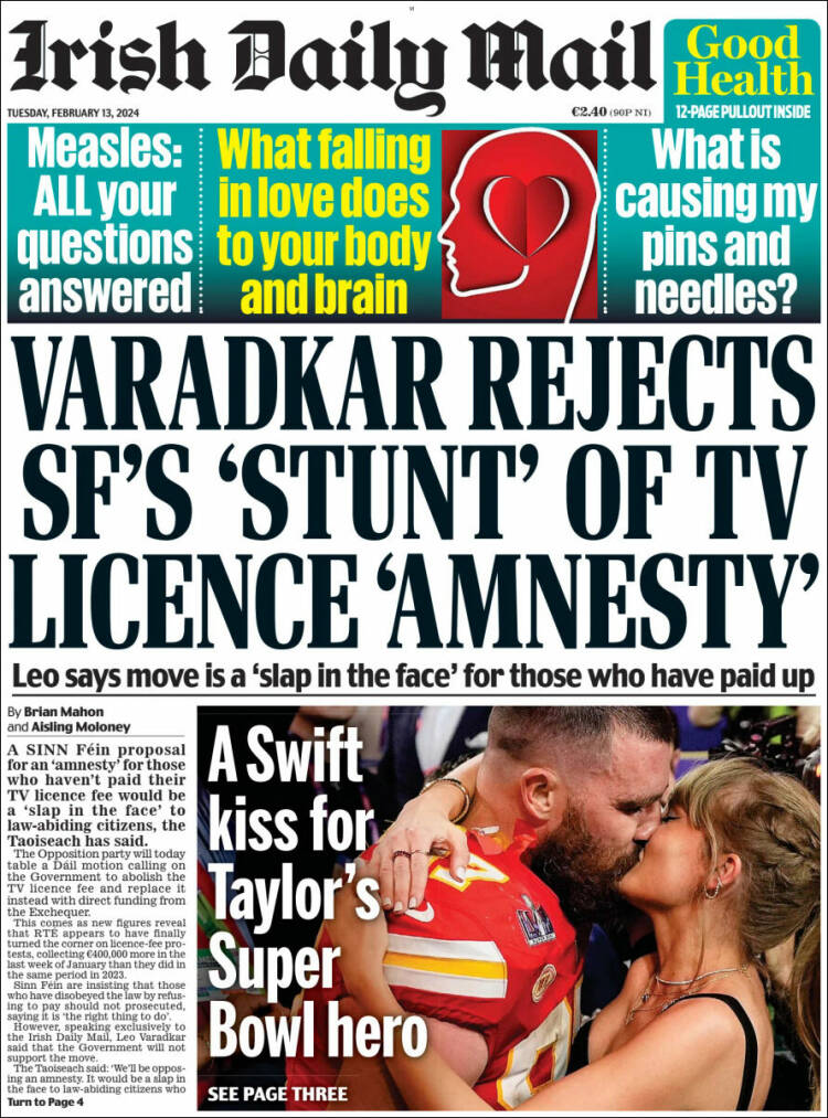 Portada de Irish Daily Mail (Irlanda)