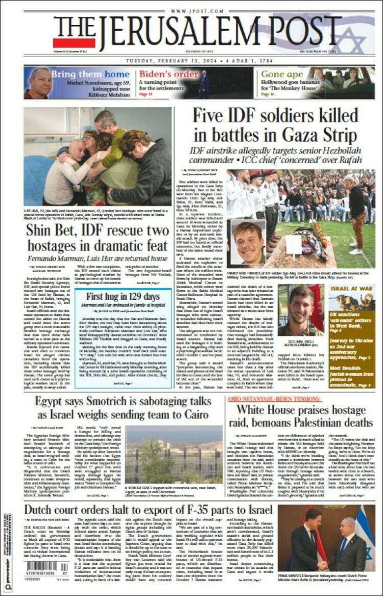 Portada de The Jerusalem Post (Israel)