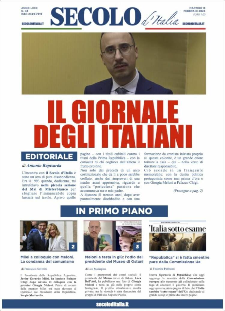 Portada de Secolo d'Italia (Italia)