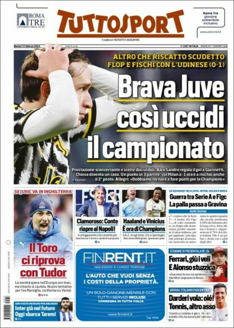 Portada de Tuttosport (Italia)