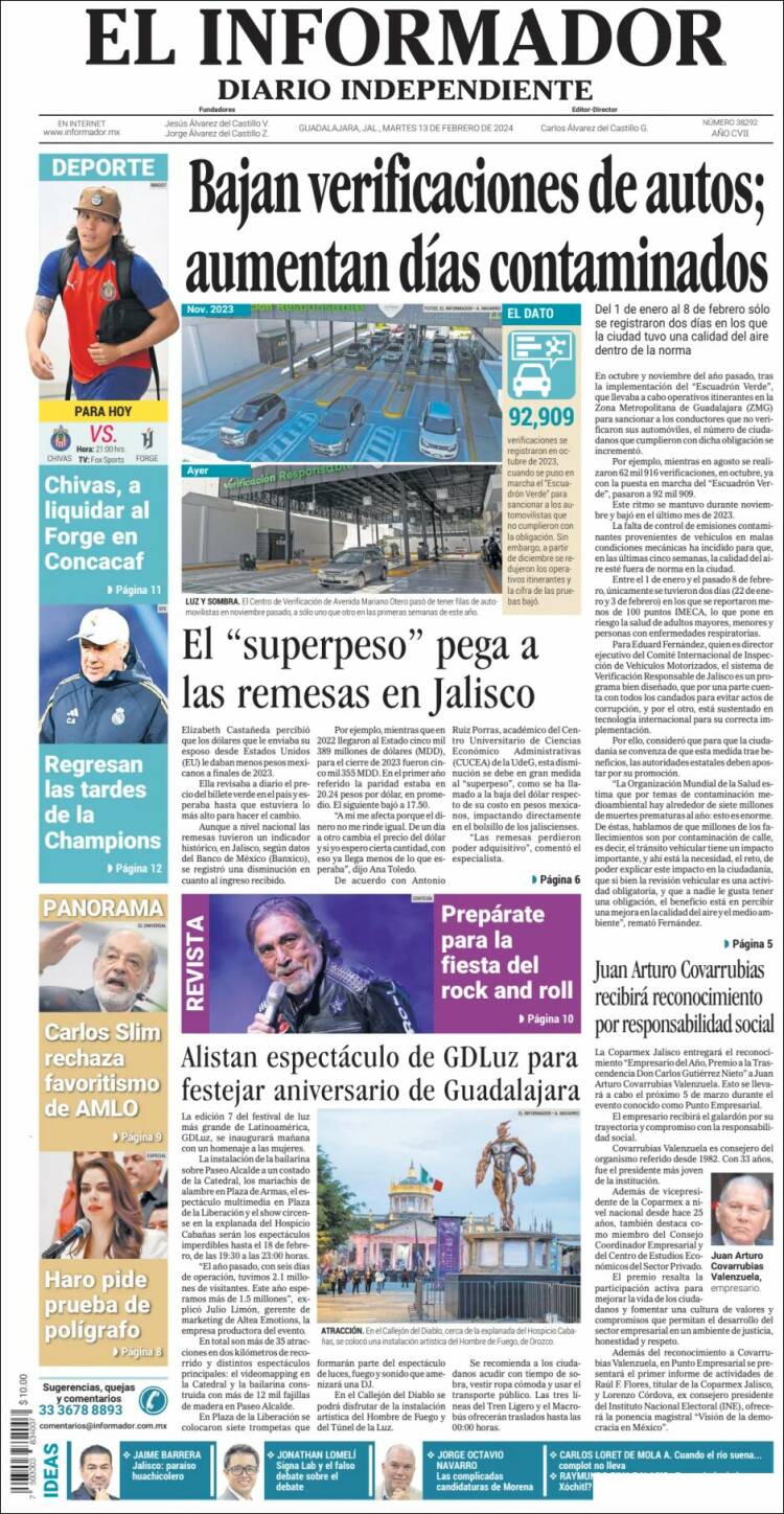 Portada de El Informador (M&eacute;xico)