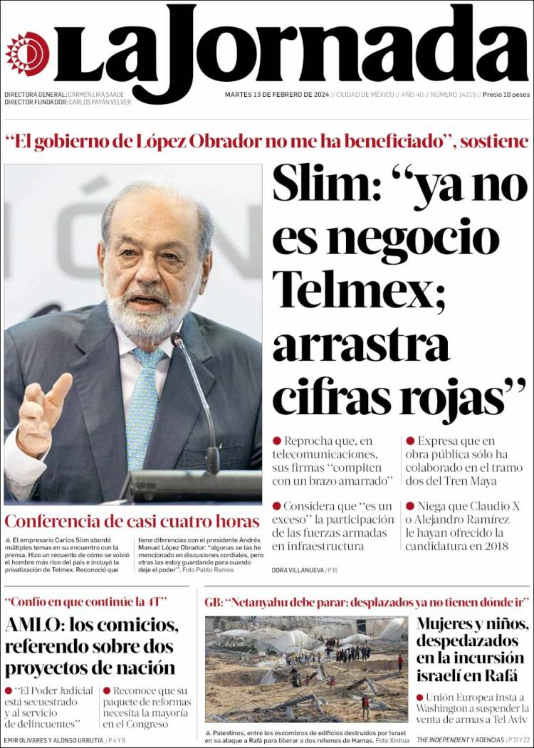 Portada de La Jornada (M&eacute;xico)