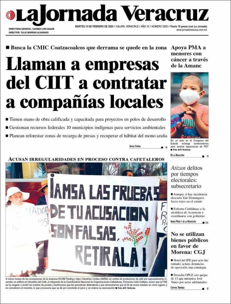 Portada de La Jornada Veracruz (M&eacute;xico)