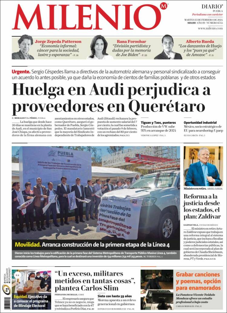 Portada de Milenio de Puebla (M&eacute;xico)