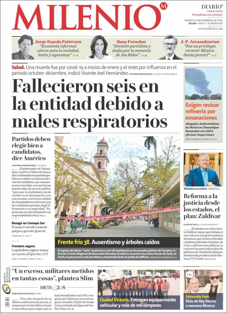 Portada de Milenio - Tamaulipas (M&eacute;xico)