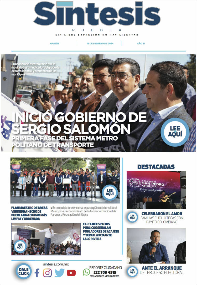 Portada de Síntesis - Puebla (M&eacute;xico)