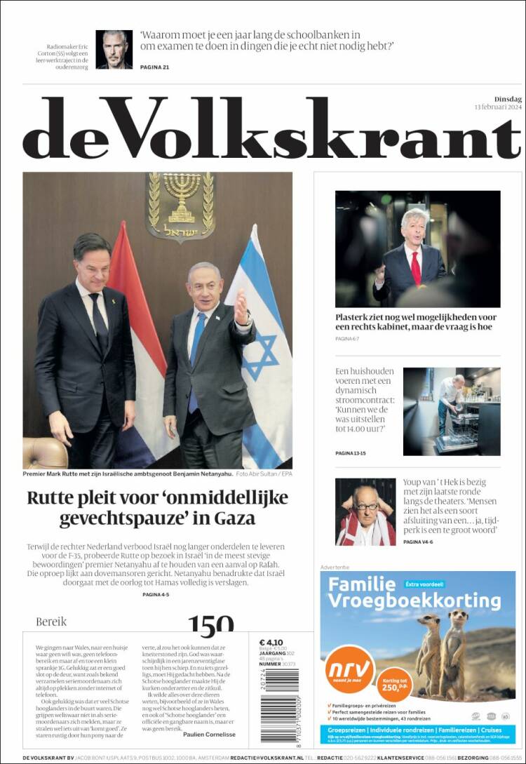 Portada de De Volkskrant (Pa&iacute;ses Bajos)