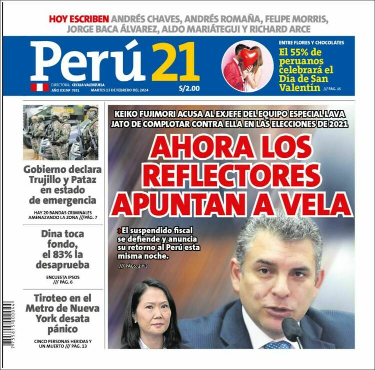 Portada de Perú 21 (Per&uacute;)
