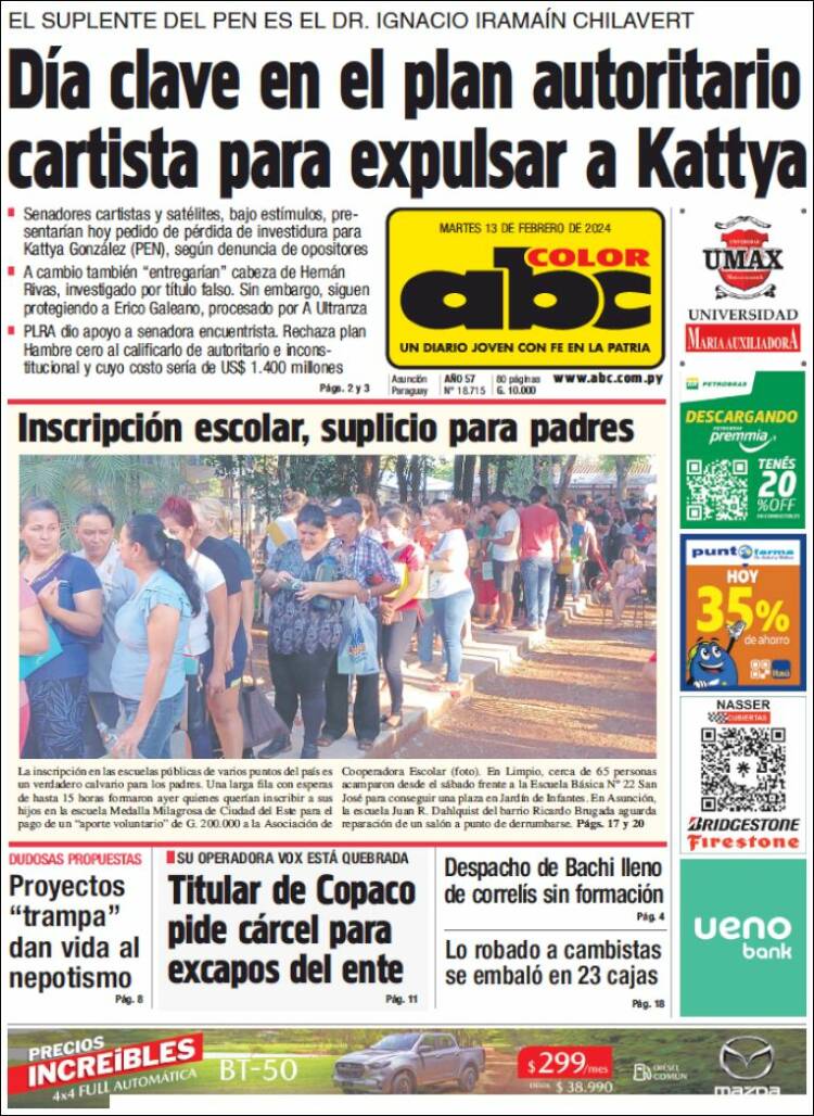 Portada de ABC Color (Paraguay)
