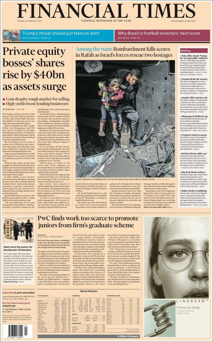 Portada de Financial Times (Reino Unido)
