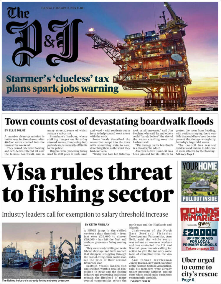 Portada de The Press and Journal (Reino Unido)