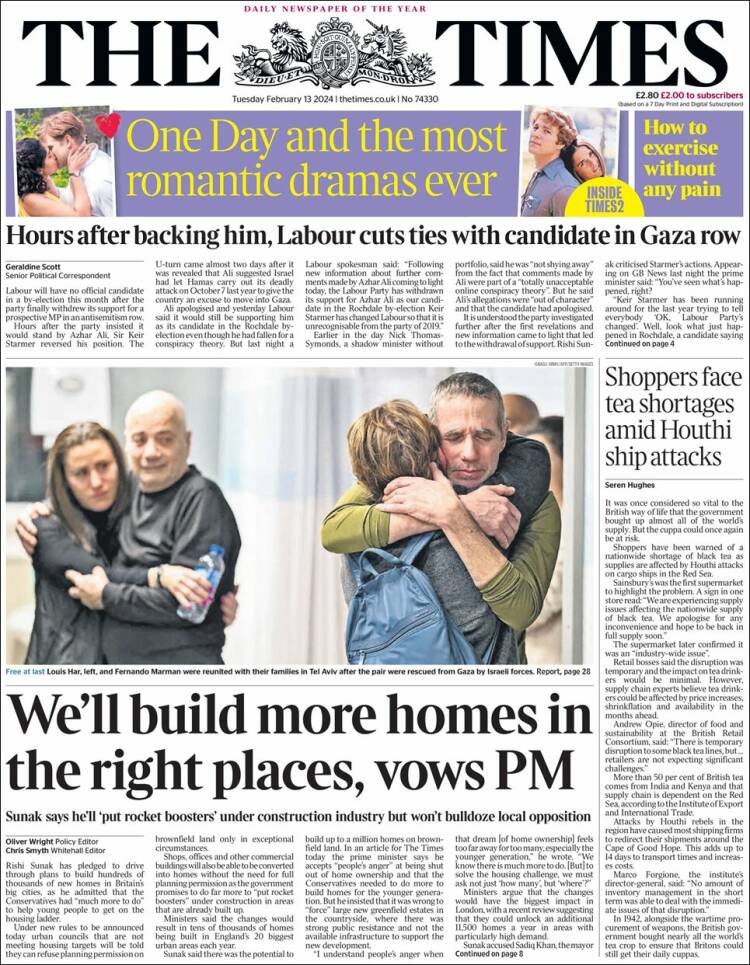 Portada de The Times (Reino Unido)