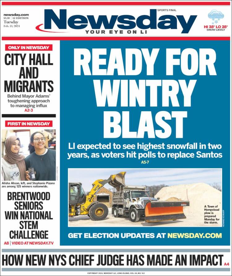 Portada de Newsday (USA)