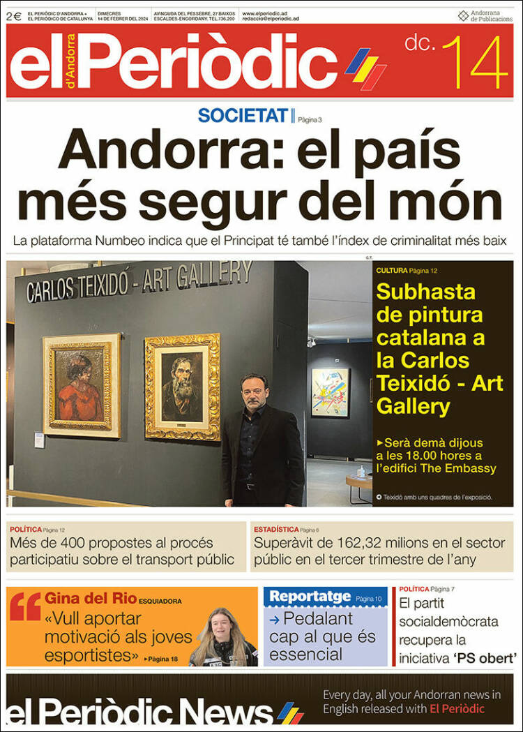 Portada de El Periòdic d'Andorra (Andorra)