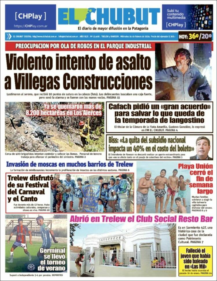 Portada de El Chubut (Argentina)