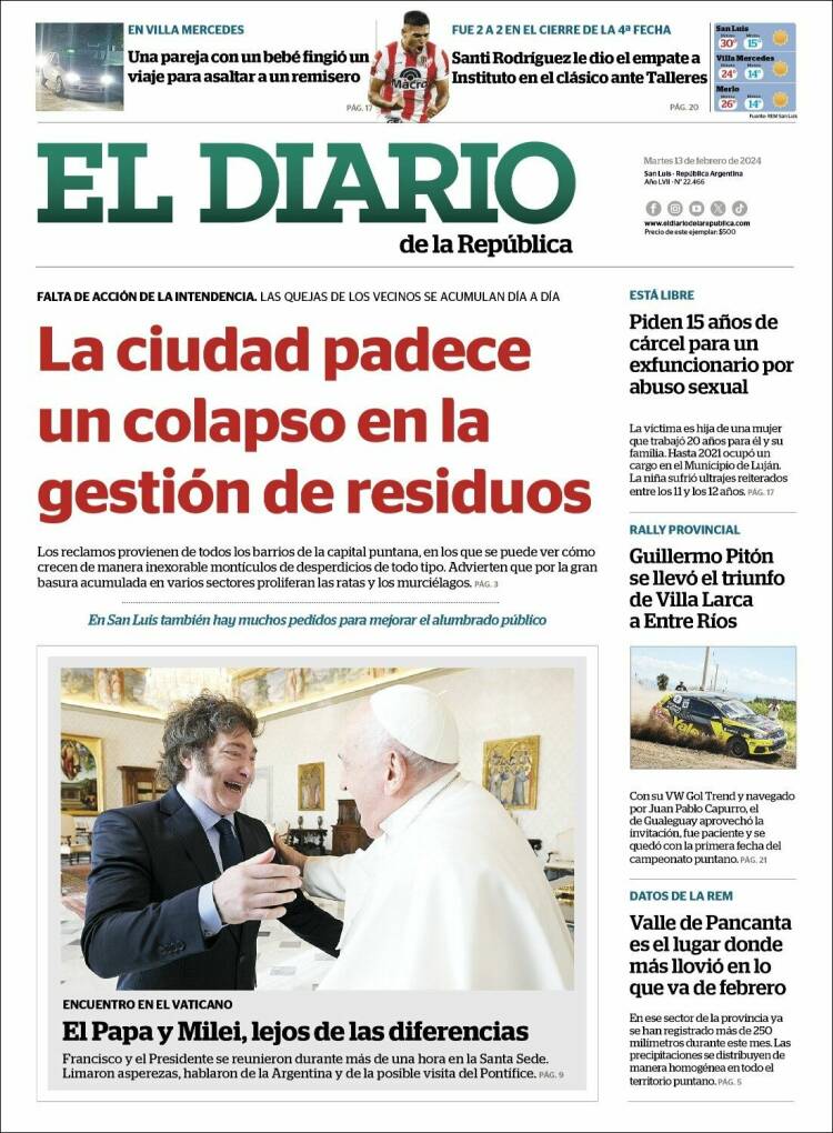 Portada de Diario de la República (Argentina)