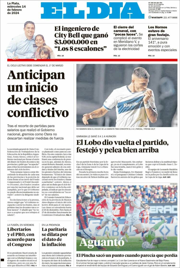 Portada de El Día de la Plata (Argentina)