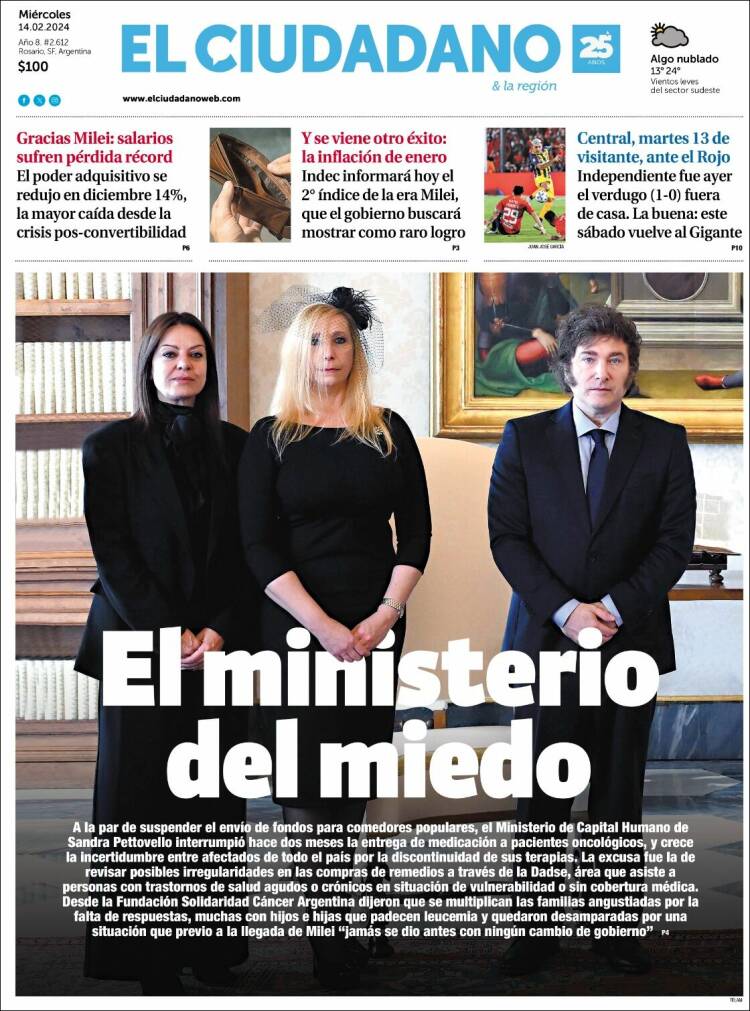 Portada de Diario El Ciudadano (Argentina)