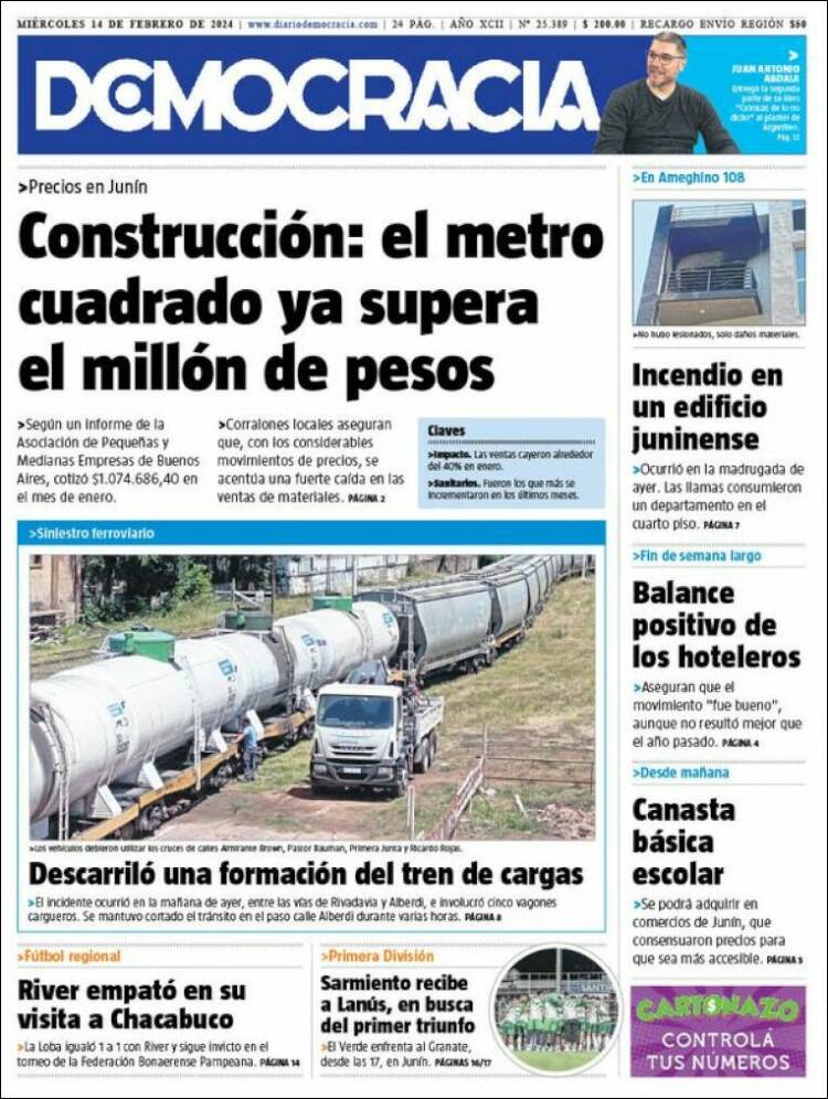 Portada de Diario Democracia (Argentina)