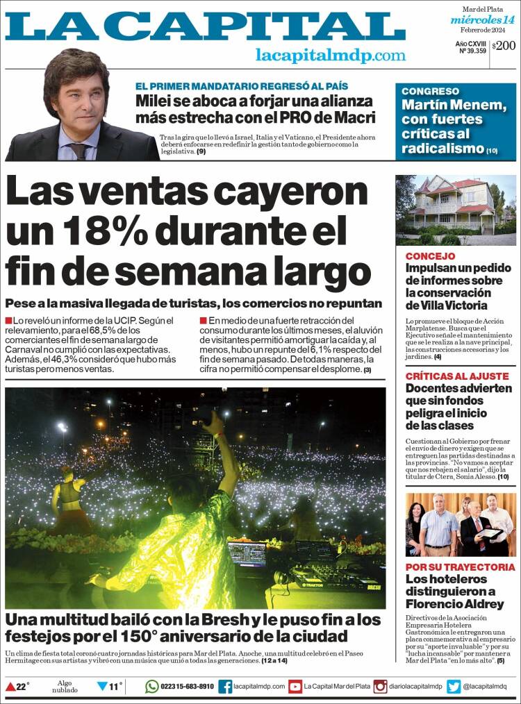 Portada de Diario La Capital - Mar del Plata (Argentina)