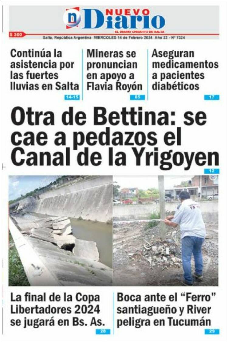Portada de Nuevo Diario de Salta (Argentina)