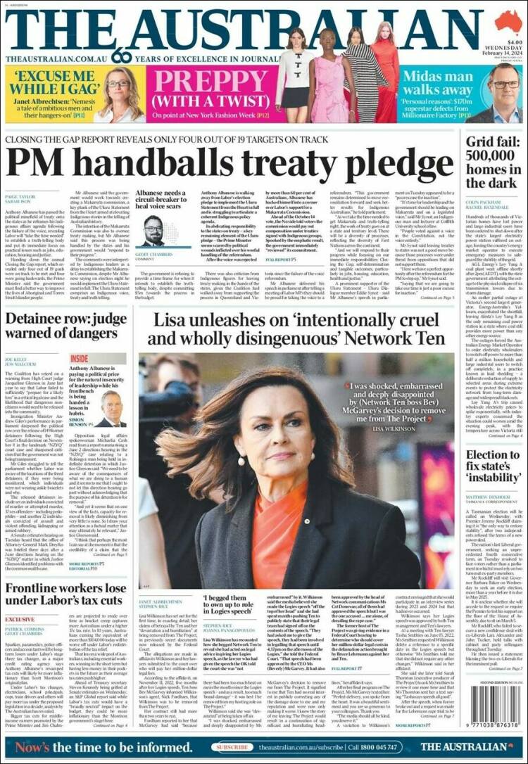 Portada de The Australian (Australia)