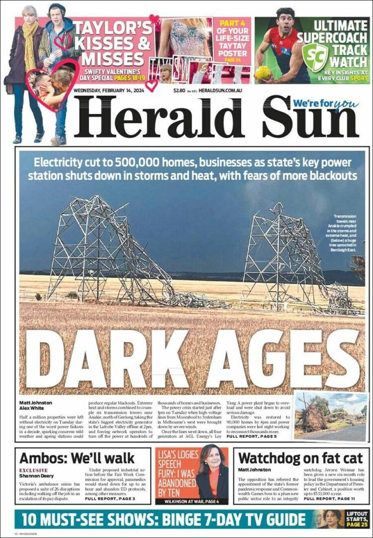 Portada de Herald Sun (Australia)