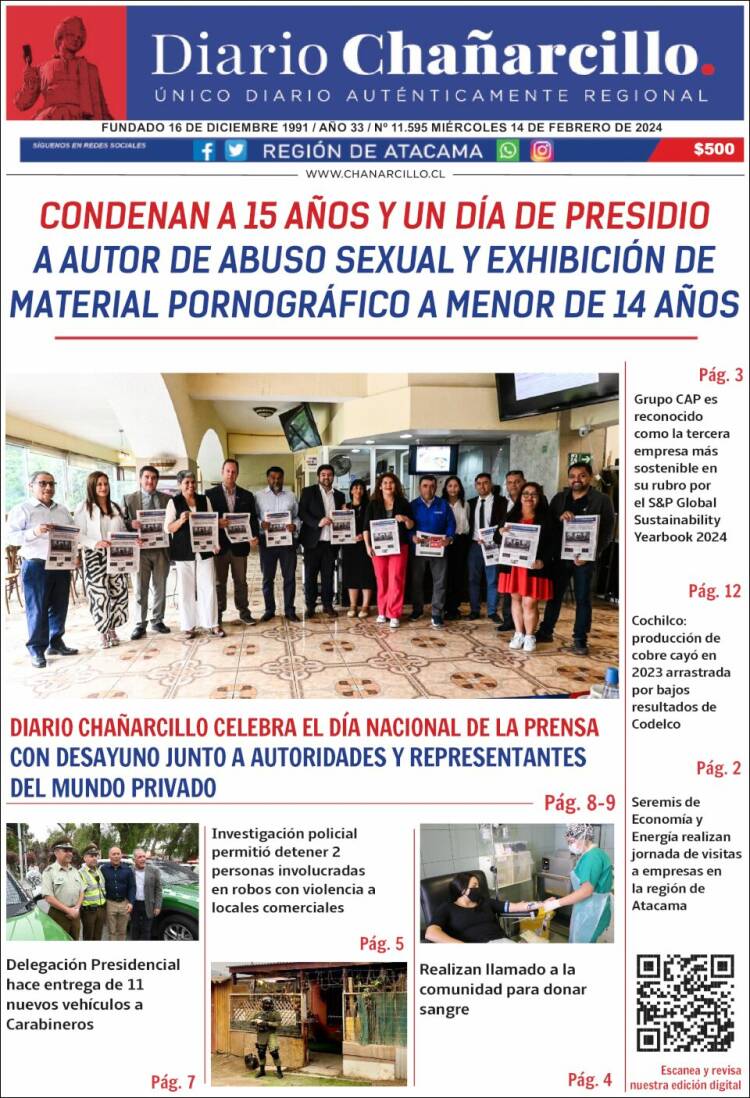 Portada de Diario Chañarcillo (Chile)