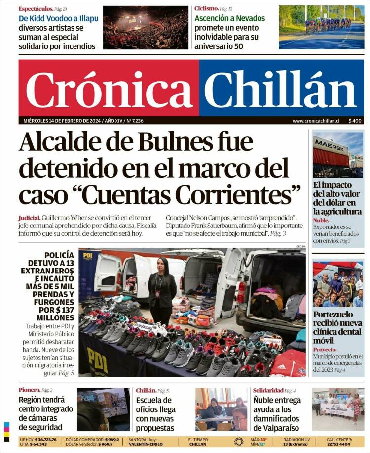 Portada de Crónica Chillán (Chile)