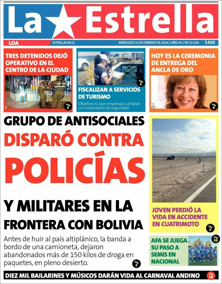 Portada de La Estrella de Loa (Chile)