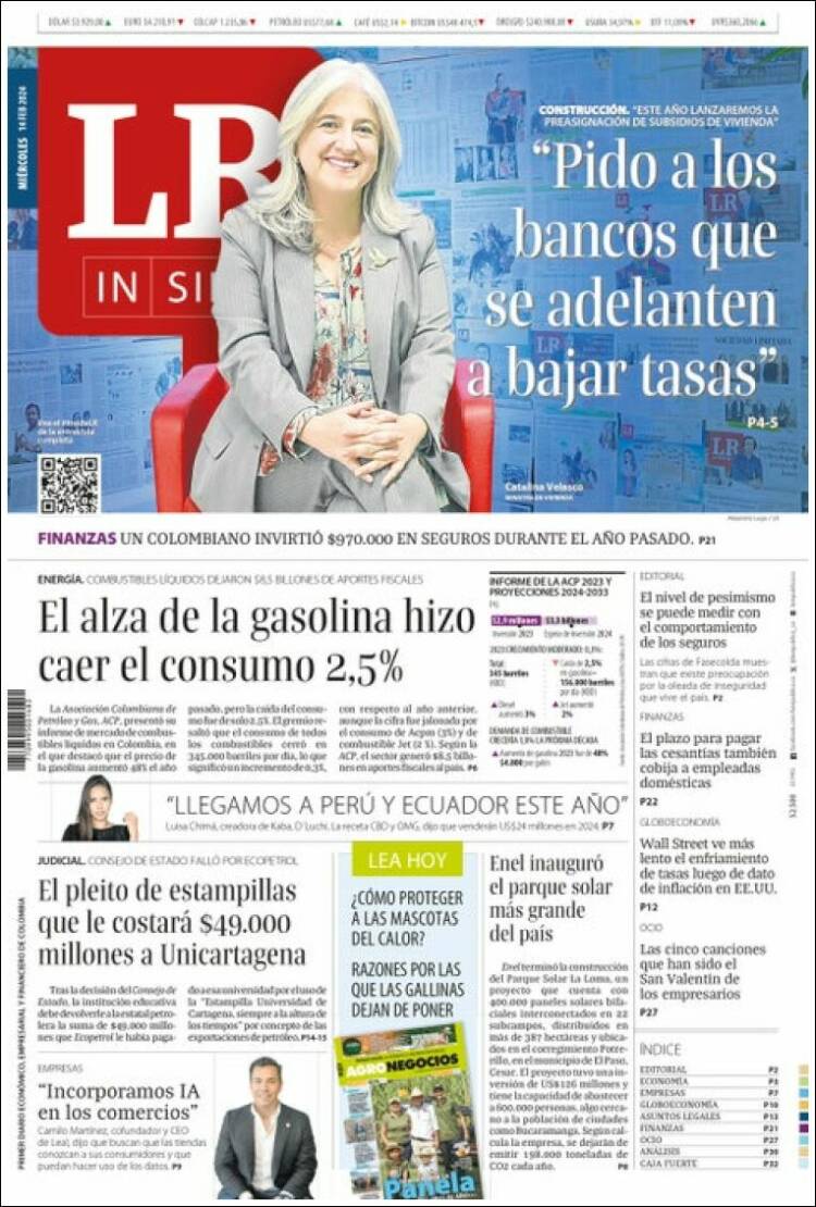 Portada de La Republica (Colombia)