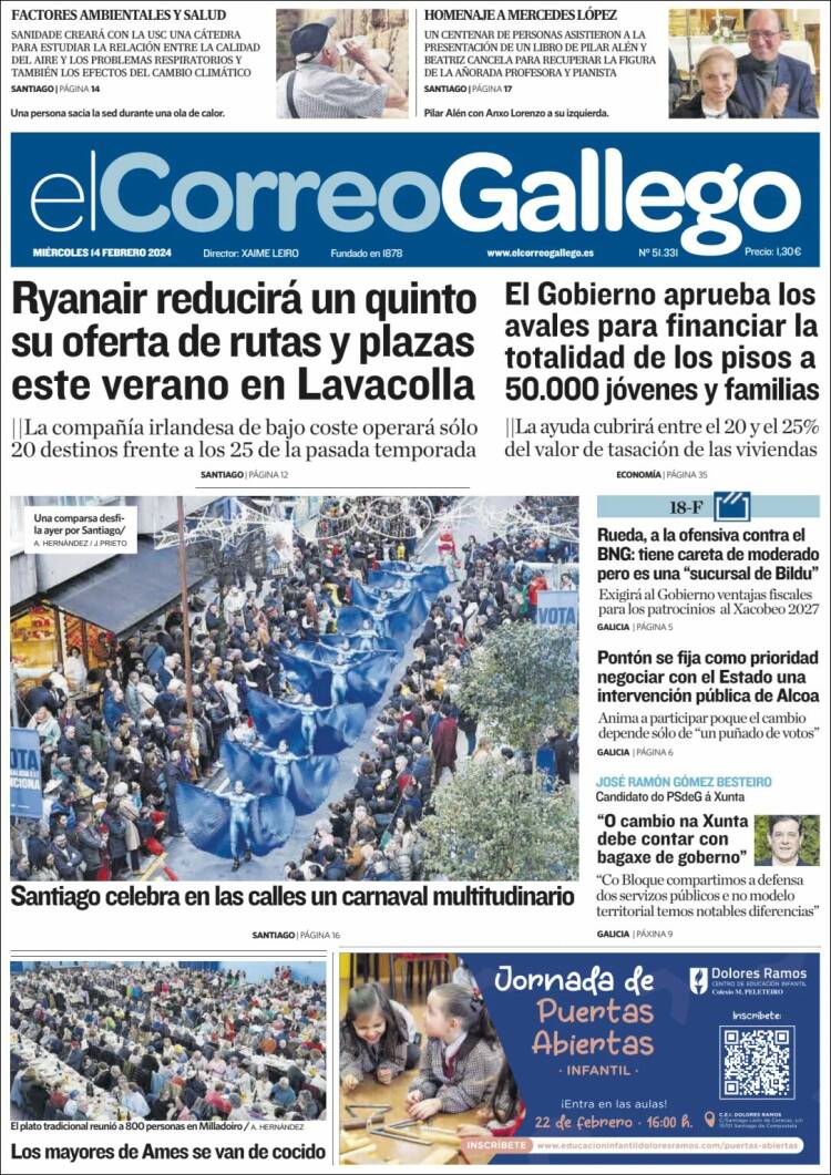 Portada de El Correo Gallego (España)