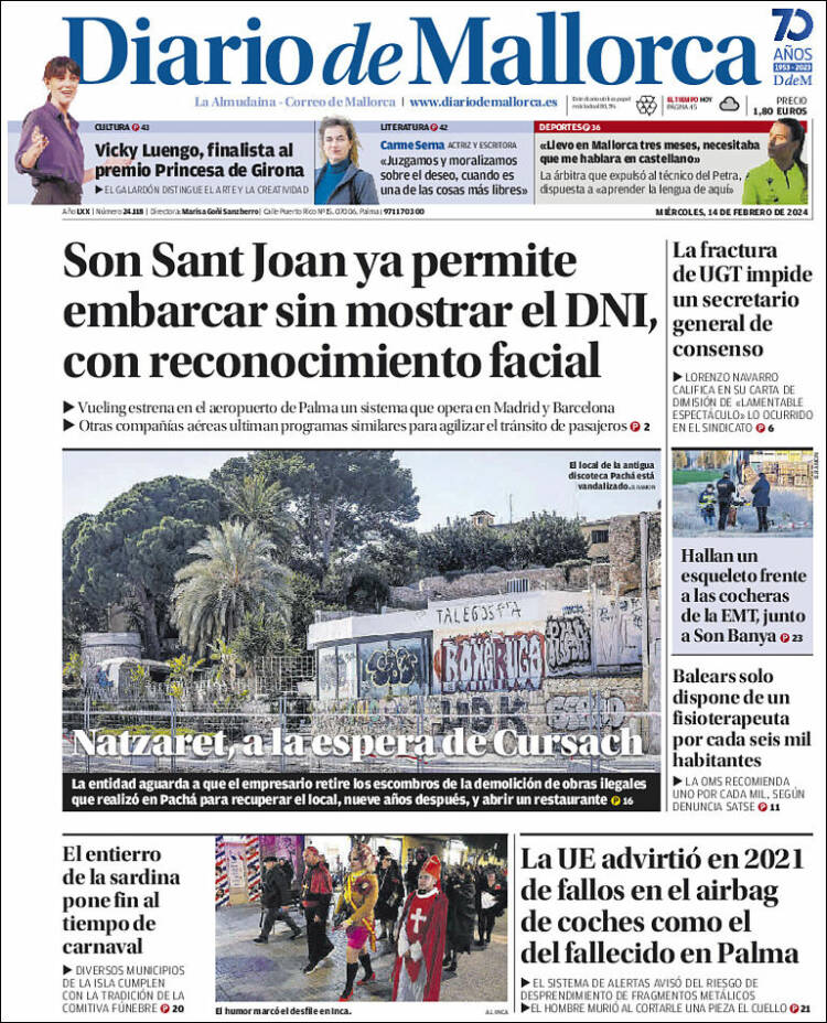 Portada de Diario de Mallorca (España)