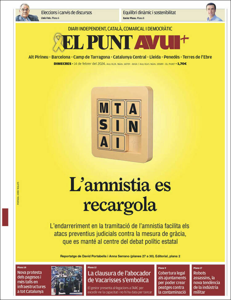 Portada de El Punt Avui (España)