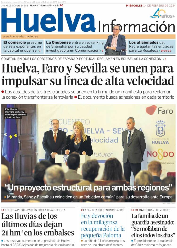 Portada de Huelva Información (España)