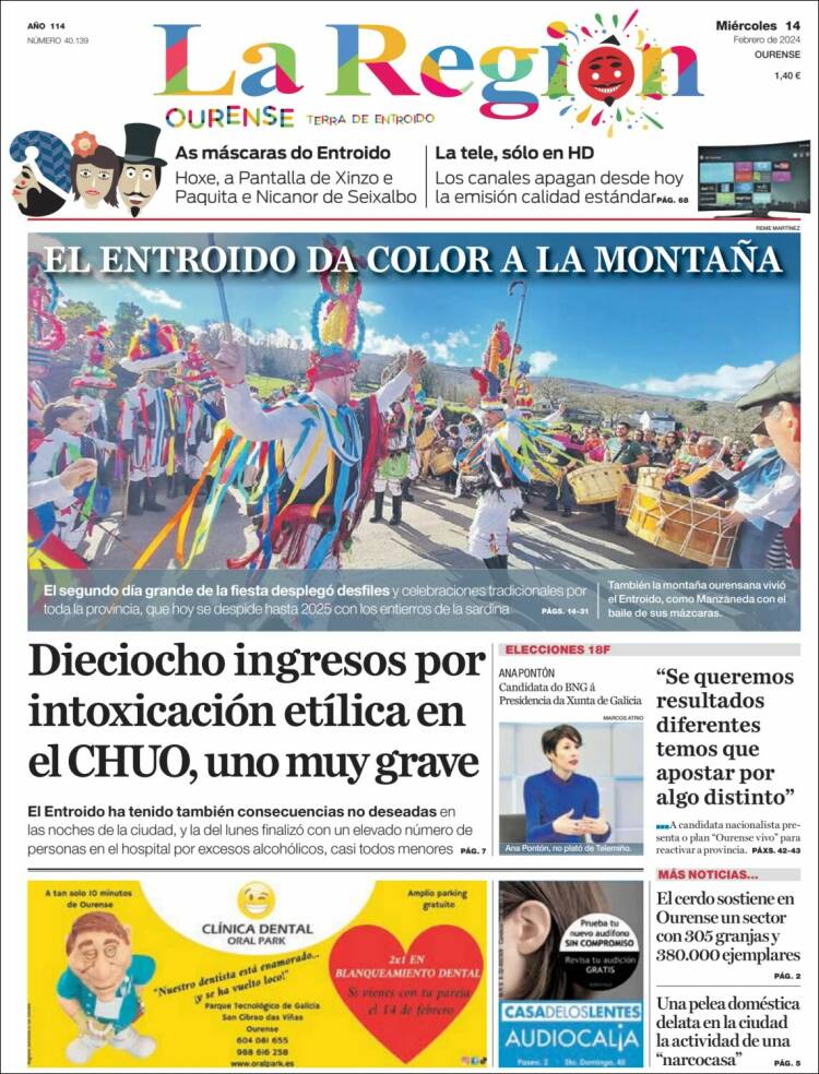 Portada de La Región de Ourense (España)