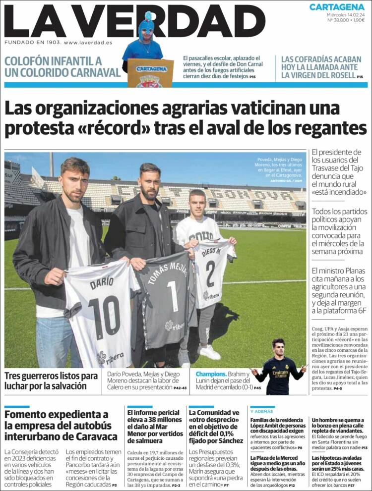 Portada de La Verdad de Cartagena (España)