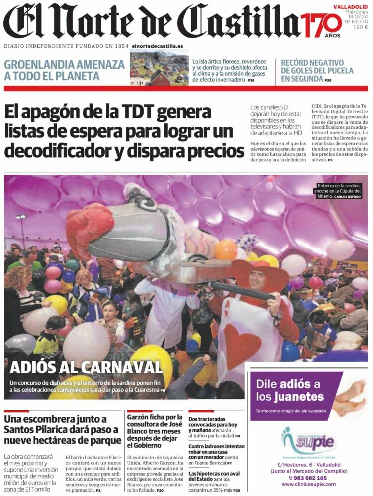 Portada de Norte de Castilla - Valladolid (España)