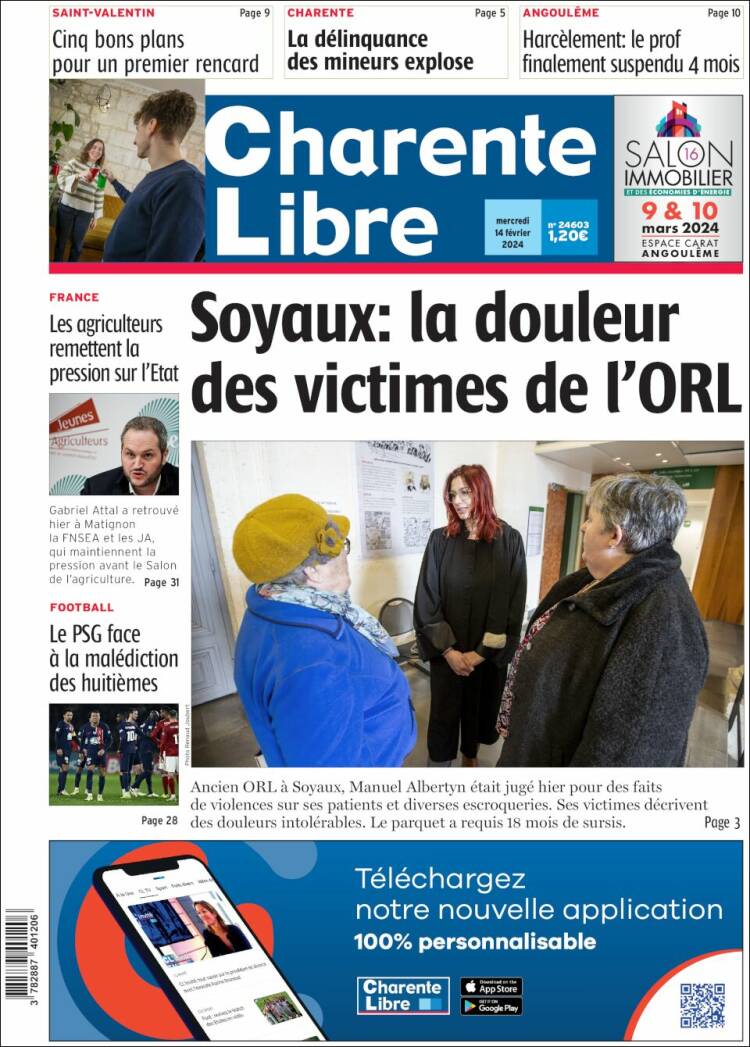 Portada de Charente Libre (Francia)