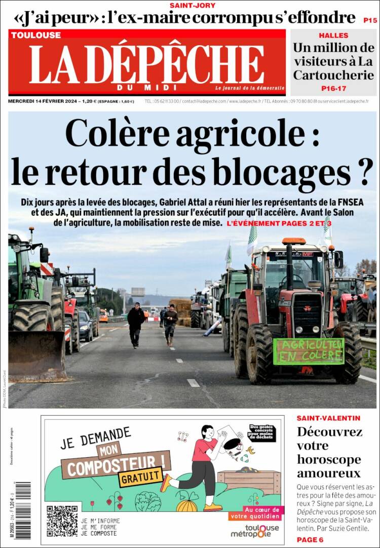 Portada de La Dépêche du Midi (Francia)