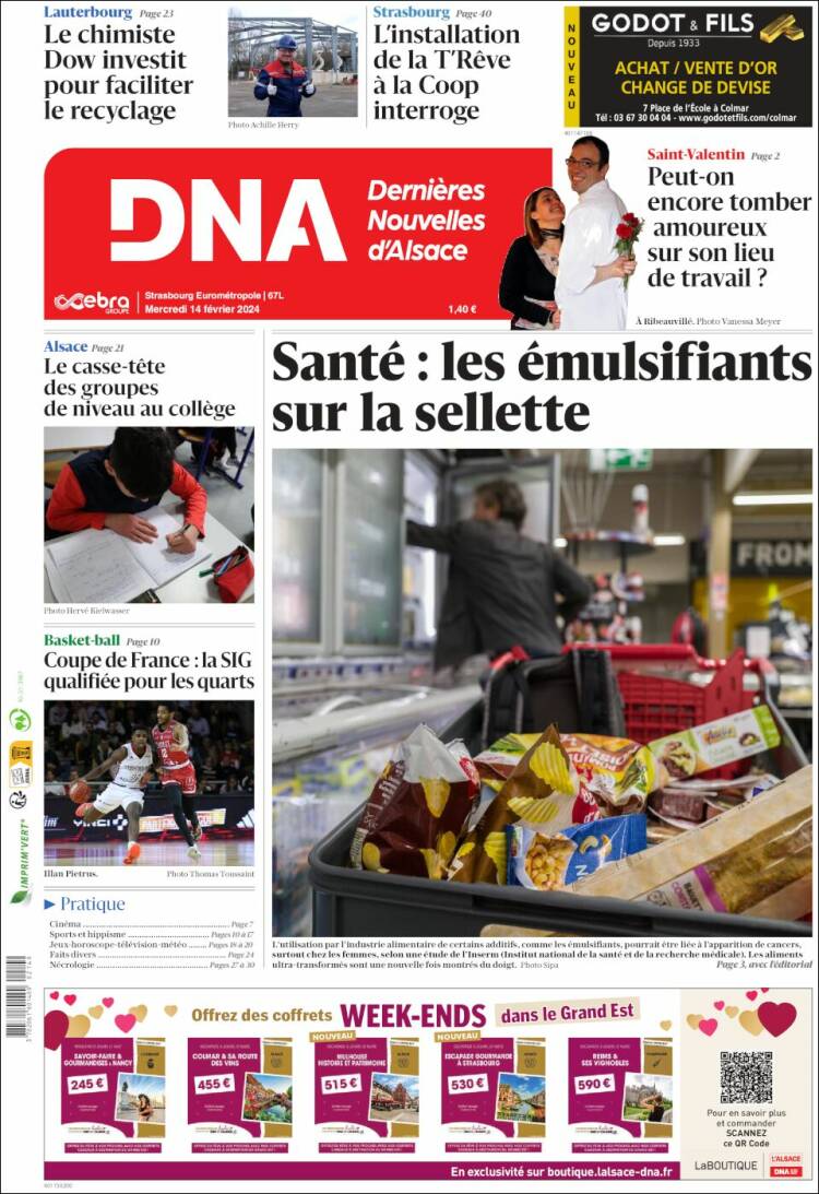 Portada de Les Dernières Nouvelles d'Alsace (Francia)