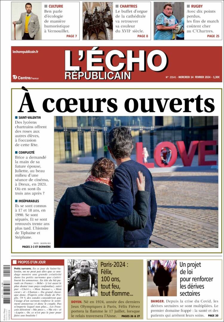 Portada de L'Echo Républicain (Francia)