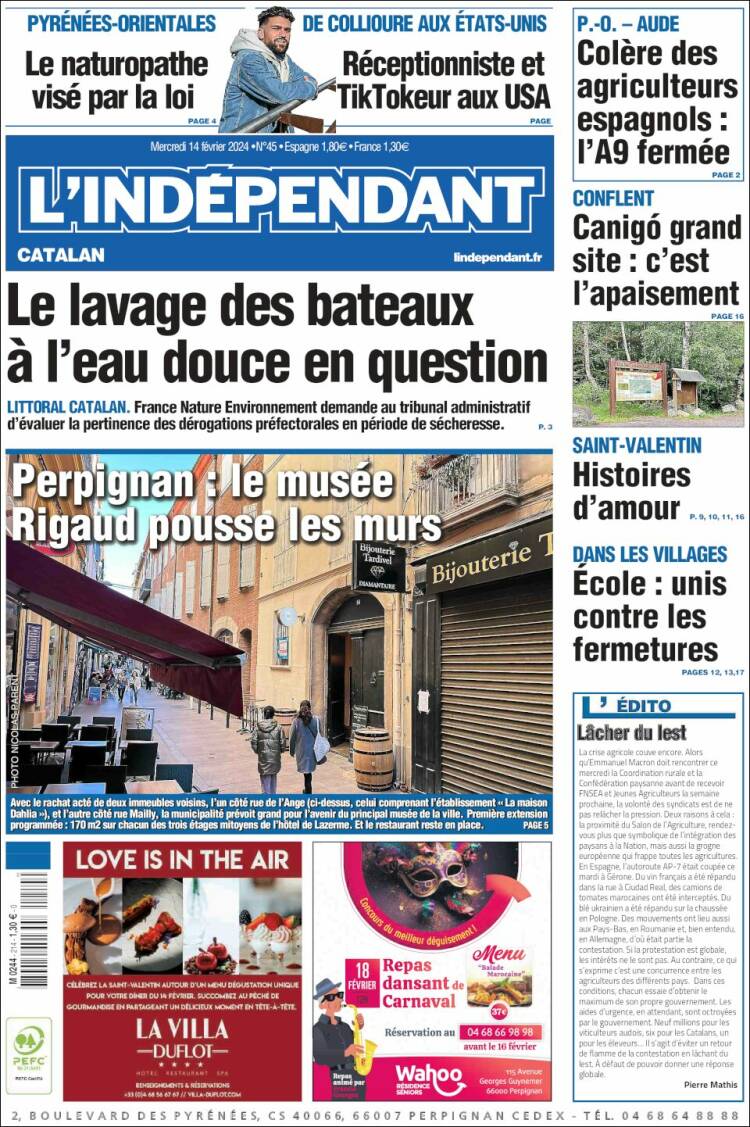 Portada de Le Indépendant (Francia)