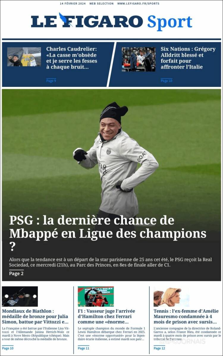 Portada de Le Figaro Sport (Francia)