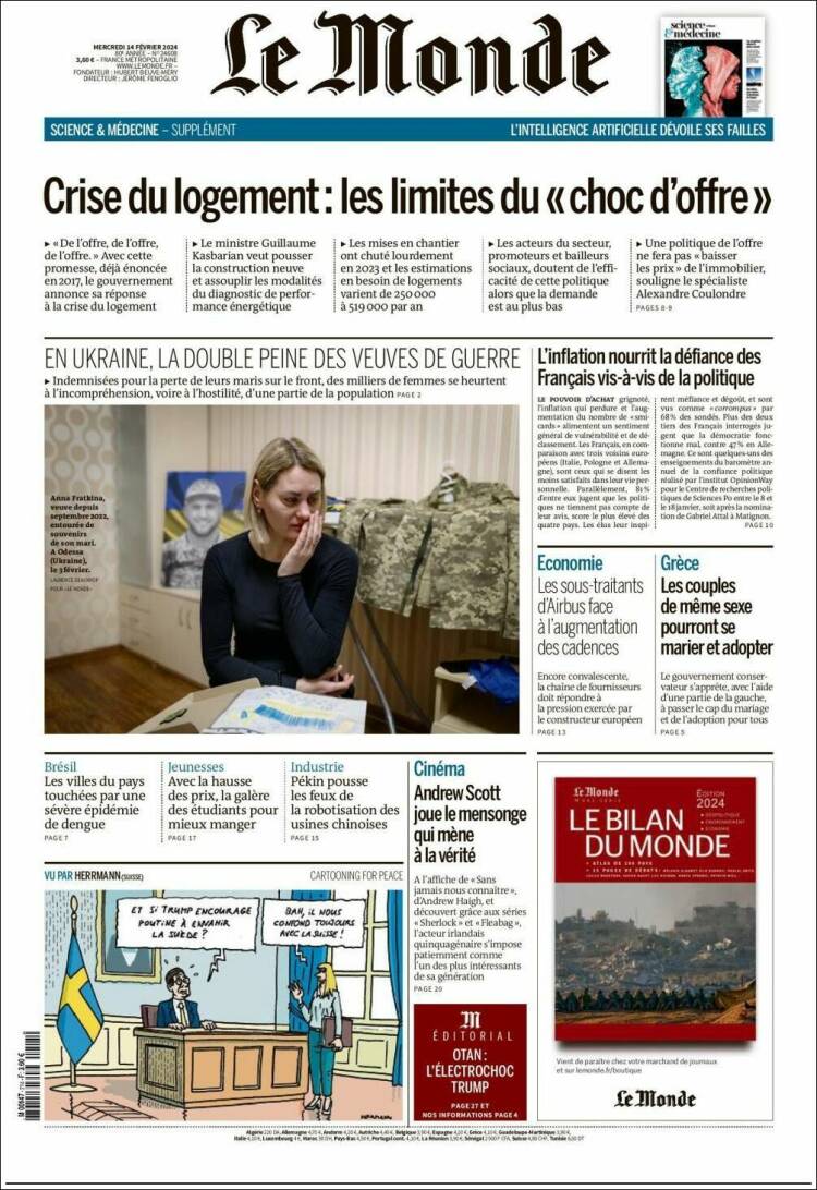 Portada de Le Monde (Francia)