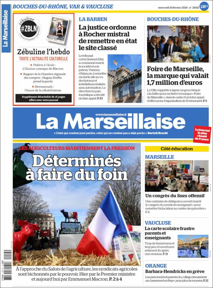 Portada de La Marseillaise (Francia)