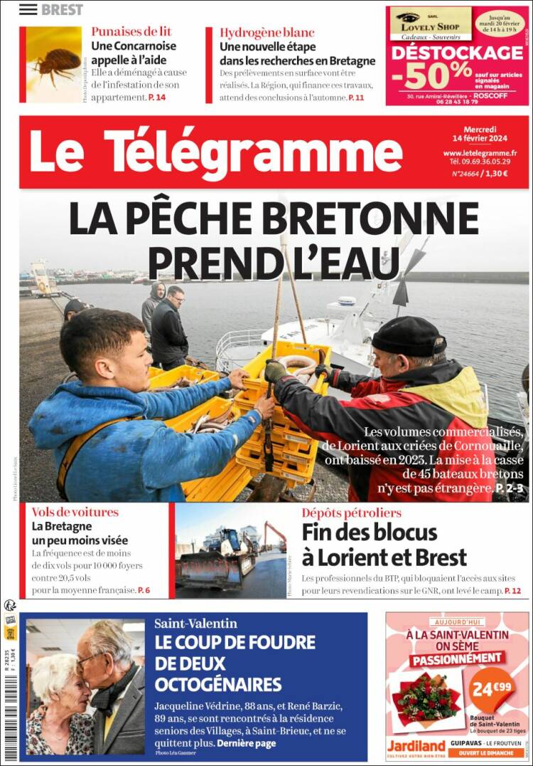 Portada de Télégramme (Francia)