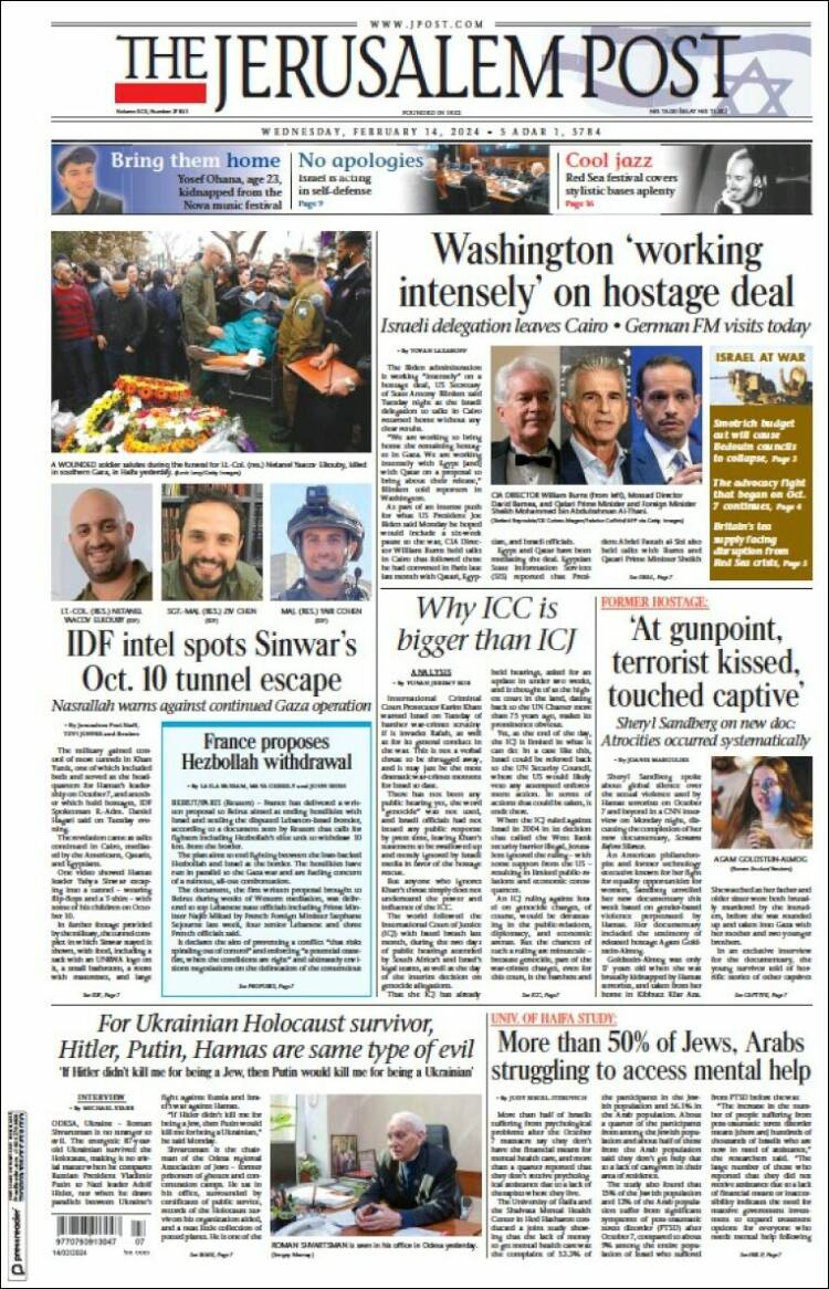 Portada de The Jerusalem Post (Israel)